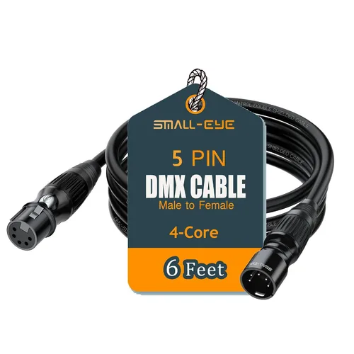 Vista 9 de SMALL-EYE Cable DMX de 5 pines, paquete de 6 unidades, cable DMX512 de 4 núcleos macho a hembra para iluminación de escenario (3 pies)