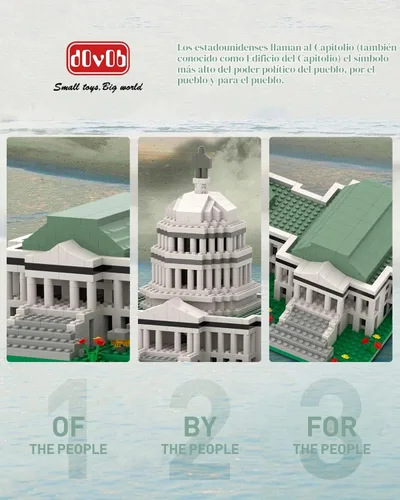 Vista 5 de dOvOb Micro Mini Blocks - Juego de construcción del Capitolio de Estados Unidos, 2888 piezas de ladrillos, colección de rompecabezas 3D, kit