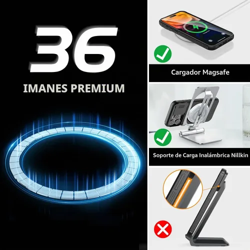 Vista 3 de Nillkin Funda magnética para iPhone 15 Pro Max con cubierta para cámara, CamShield Pro 15 Pro Max 5G Case 6.7 pulgadas, color negro
