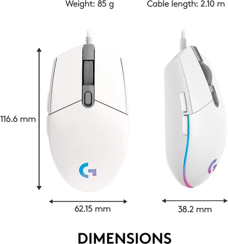 Vista 8 de Logitech G203 RGB - Mouse cableado para videojuegos