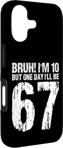 Vista 3 de Bruh I'm 10 But One-Day I'll Be 67 Retro 10th Birthday Kids Case for iPhone 17