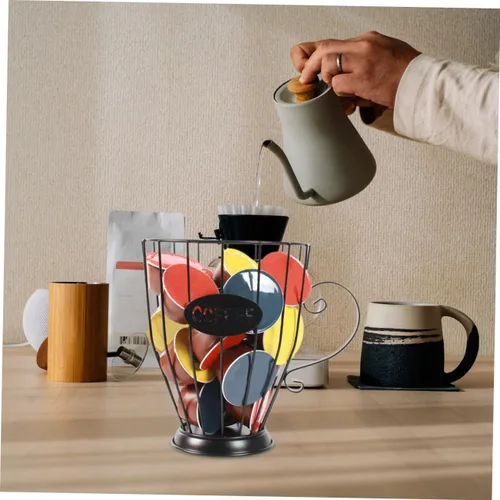 Vista 5 de Soporte para cápsulas de café, cesta de almacenamiento de barra de café, cesta de hierro para frutas, soporte para exhibición de cápsulas de café