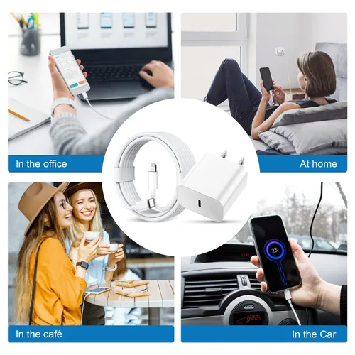 Vista 6 de GREPHONE Cargador para iPhone de carga rápida, cargador de pared USB C de 20 W PD, paquete de 4 con cable de carga rápida de 1.8 m - Cargador rápido