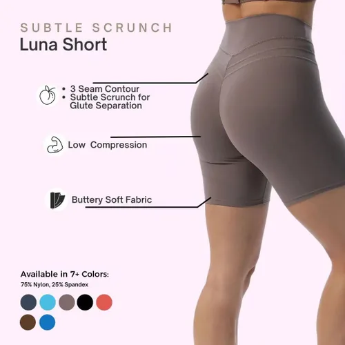 Vista 7 de Aoxjox Pantalones cortos de entrenamiento de cintura alta para mujer, con control de abdomen, pantalones cortos de yoga suaves de 6 pulgadas