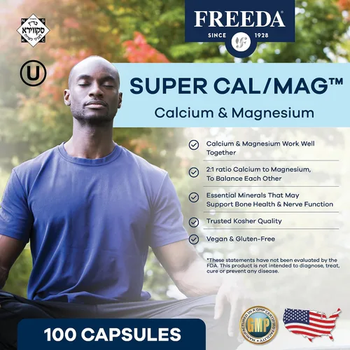 Vista 7 de Freeda Suplemento de calcio y magnesio 2:1 - Suplementos de magnesio y calcio para mujeres y hombres - Salud y fuerza ósea, función nerviosa