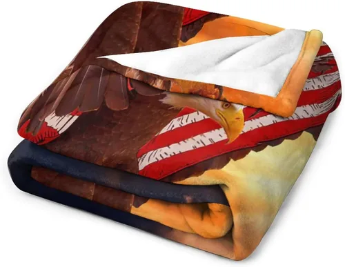 Vista 6 de Manta de águila calva con la bandera estadounidense y águila, manta decorativa de águila calva, regalos para hombres, manta de franela de vellón