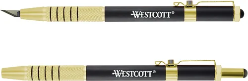 Vista 4 de Westcott 17314 Cuchillo retráctil estilo bolígrafo CarboTitanium Bonded, color dorado