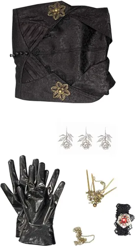 Vista 7 de Vestido de cosplay para mujer, disfraz de vampiro para mujer, disfraz blanco de Halloween con sombrero