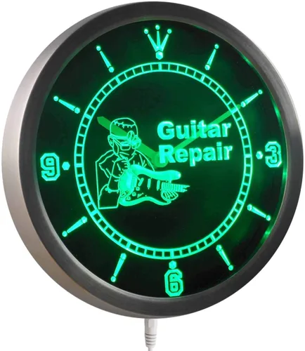 Vista 3 de ADVPRO nc0439-b Reloj de pared LED con signo de neón para reparación de guitarra, regalo