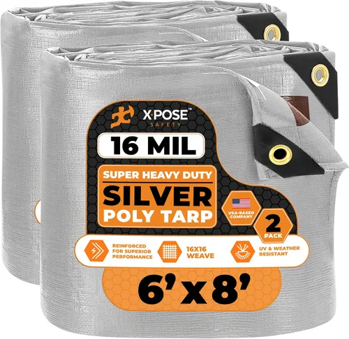 Vista 45 de Xpose Safety - Lona protectora de polietileno de 4 x 20 pies, 16 mil o 0.4mm de grosor, resistente y reforzada para evitar desgarros, resistente a