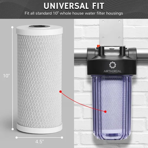 Vista 4 de Airthereal Carcasa universal para filtro de agua para toda la casa, cartucho de carbono de sedimentos de 10 x 4.5 pulgadas, sistema de prefiltración
