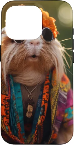 Vista 19 de iPhone 16 Boho Hippie Sunglasses Guinea Pig Case