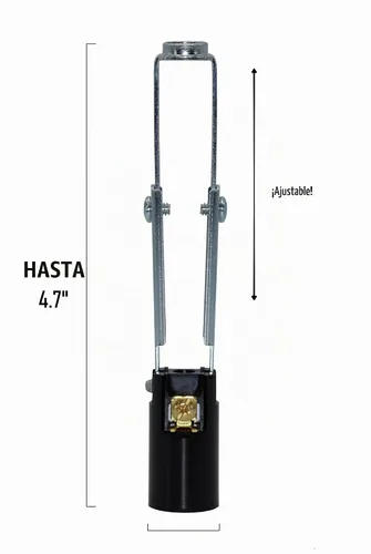 Vista 3 de Creative Hobbies 10026 - Candelabro E-12 de altura ajustable de 3.75 a 5 pulgadas con aislante de cartón y 1/8 IP roscado Hickey, 75W-125V, paquete