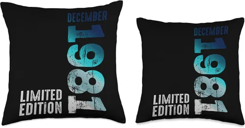 Vista 3 de December 1981 Year 1981 Retro 1981 Vintage Limited Edition Throw Pillow