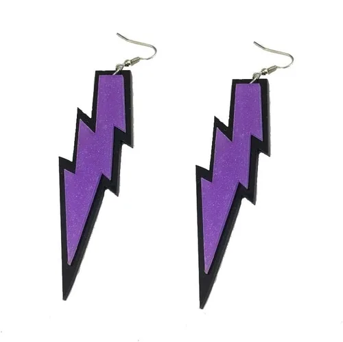 Vista 23 de Pendientes con colgante RUIZHEN con forma de rayo para mujer, con colores a elegir, acrílico exagerado 6 pares conjunto-1