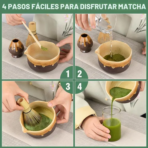 Vista 7 de Pottery Matcha Set - Tazón de té hecho a mano japonés, arena café Café Arena