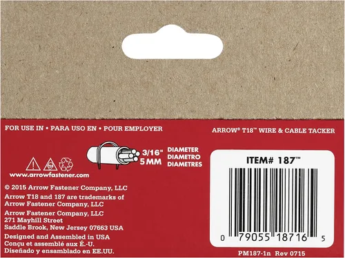 Vista 3 de Arrow Fastener 187 716 pulg. T18, grapas originales de bajo voltaje, 1000 unidades, 186