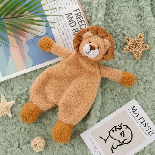 Vista 3 de Apricot Lamb Manta de seguridad de animales de peluche, león amarillo, manta de personaje para guardería, felpa de lujo para acurrucarse