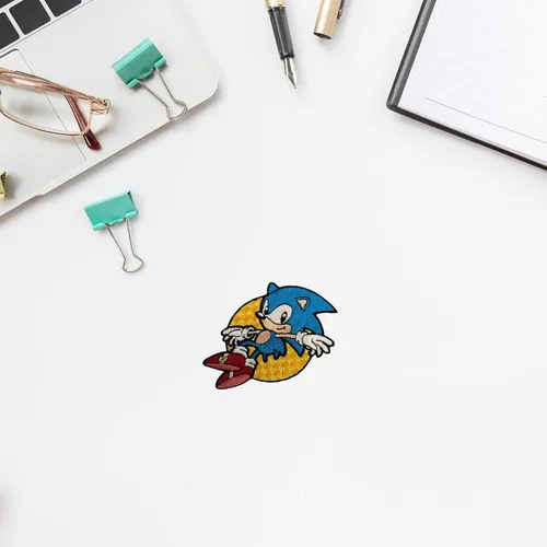Vista 2 de Leaping Sonic - Parche para planchar clásico de Sonic The Hedgehog