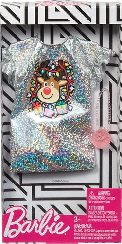 Vista 2 de Barbie Surtido de moda navideña de ropa para muñecas, trajes completos de muñecas, regalo para niños de 3 a 8 años