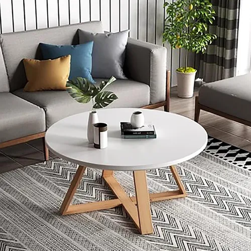 Vista 9 de HM&DX Mesa auxiliar de madera maciza, moderna mesa de centro redonda para sala de estar, mesa auxiliar de madera de granja, mesa auxiliar pequeña