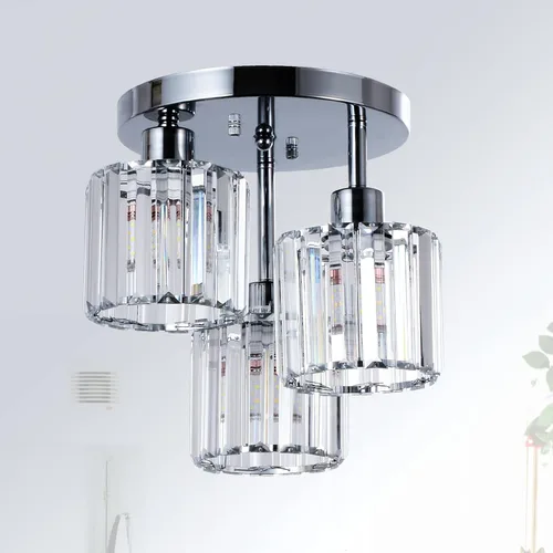 Vista 11 de PAUFUL Lámpara de Techo Semiempotrada, Lámparas de Techo Modernas de Cristal de 3 Luces Cerca del Techo, Lámparas de Cocina Negras con Pantalla