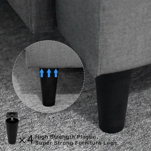 Vista 6 de Patas de plástico para sofá de 4.6 pulgadas, paquete de 4 patas cónicas para sofá/sofá/silla/silla con tornillos de rosca M8, patas de repuesto