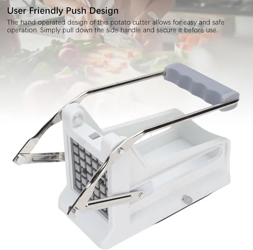 Vista 4 de Cortador de papas francesas de acero inoxidable profesional para patatas y verduras, cortador de patatas con 2 juegos de cuchillas para zanahoria