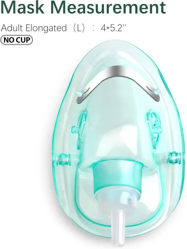Vista 3 de ANSNF Paquete de 5 mascarillas faciales de oxígeno para adultos con tubo de 6.6 pies y correa elástica ajustable, talla L, sin copa