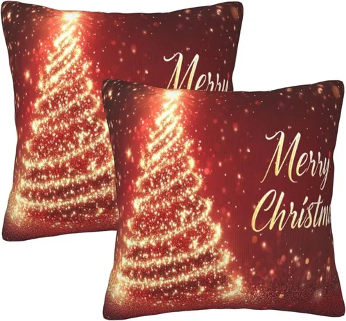 Vista 22 de Fundas de Almohada Flor de Pascua Dorada Copo de Nieve Navidad Xmas Juego de 2 Fundas de Almohadas Cuadradas Funda de Cojín Fundas de Almohadas