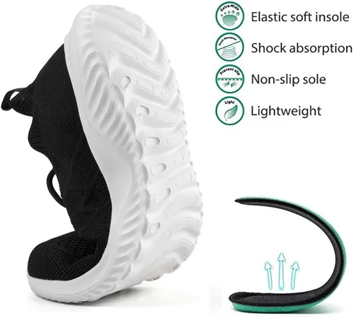 Vista 4 de Akk - Zapatos deportivos sin cordones para mujer, diseño ligero de espuma viscoelástica para caminar, gimnasio, viajes, trabajo o uso informal