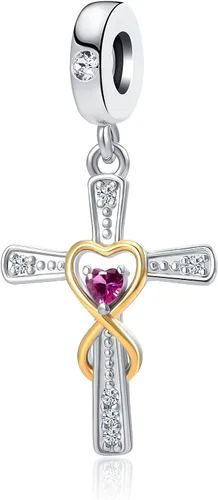 Vista 11 de Abalorio colgante religioso con dije de cruz con Dios, todas las cosas son posibles, se adapta a pulseras Pandora