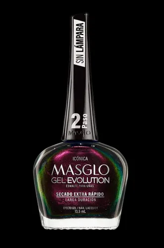Vista 3 de MASGLO GEL EVOLUTION - Esmalte de uñas efecto gel, sin lámpara UV/Led, duración hasta 12 días, 3 unidades, base, esmalte ICONICA, brillo -Efecto Gel