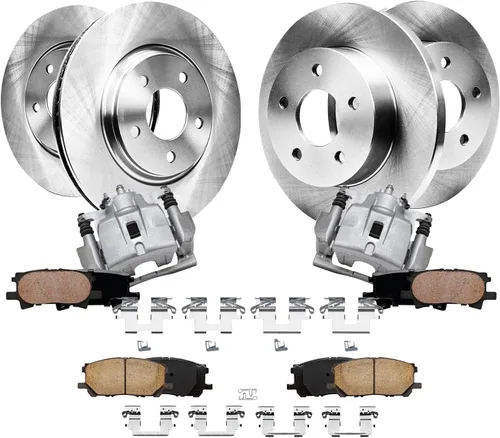 Vista 65 de Detroit Axle - Kit de frenos para Land Rover LR3 2005-2009, Rotores de freno deportivos Range Rover 2006-2009 y pastillas de freno de cerámica 2007