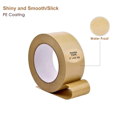 Vista 3 de TooCust Cinta de papel Kraft autoadhesiva,2 "X55YD,Cinta de papel marrón, Cinta de embalaje marrón biodegradable,Cinta de embalaje de papel
