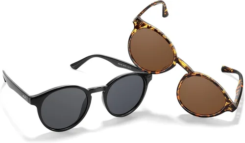 Vista 7 de MACJERO Gafas de sol redondas Protección UV polarizada Gafas de sol de moda para mujer Estilo de diseñador retro