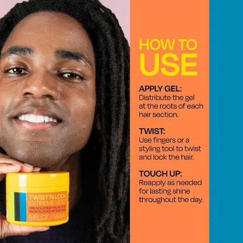 Vista 7 de LOCK'N SLEEK Gel para trenzar, trenza de sujeción extrema, loc, y torsión, sin escamas, domina el encrespamiento y el borde de contol