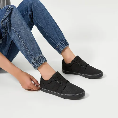 Vista 8 de BENPAO Zapatos casuales blancos para hombre, zapatillas de deporte de moda negras para hombres, zapatos de lona con cordones