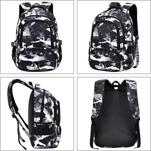 Vista 3 de Mochila de camuflaje para niños, mochila ligera de camuflaje para escuela primaria, mochila para escuela secundaria, mochila repelente al agua