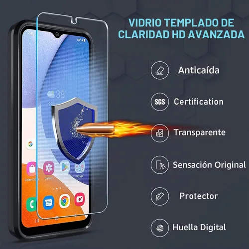 Vista 6 de Janmitta Funda compatible con Samsung Galaxy A14 5G con protector de pantalla + protector de lente de cámara, funda resistente de servicio pesado