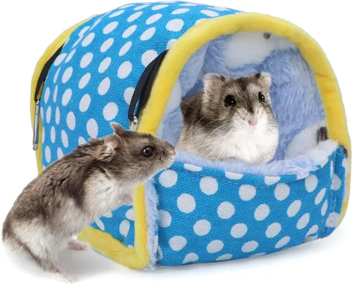 Vista 2 de Wontee Hamster Bed Hideout Sugar Glider Hamaca para animales pequeños, casa de cama cálida para hámsters, erizos, planeadores de azúcar, jerbos