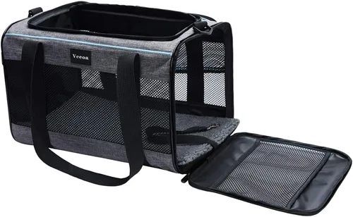 Vista 7 de Vceoa Transportador de gatos y perros de 17.5 x 11 x 11 pulgadas, para mascotas de hasta 16 libras, bolsa de transporte de animales de lados suaves