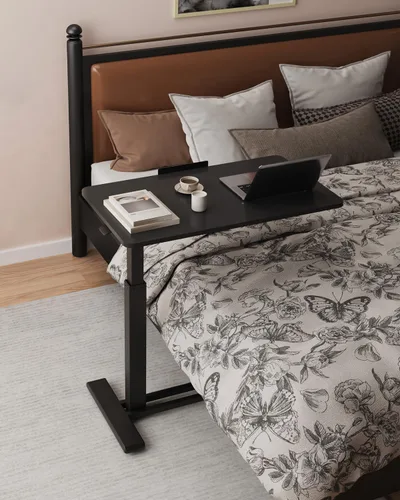 Vista 4 de FLEXISPOT H7 PRO Mesa de pie móvil ajustable para cama con ruedas neumáticas, mesa para laptop portátil, inclinable 90°, carro para computadora
