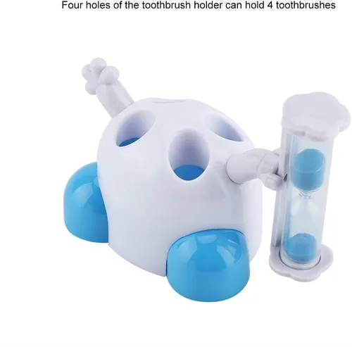 Vista 5 de Soporte para cepillo de dientes con 3 minutos de dibujos animados Animal Countdown Timer Founction (azul)