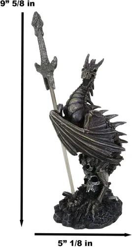 Vista 2 de Ebros Necromancy Litche Blade Ruth Thompson - Estatua de dragón con hoja abrecartas de dragón de 10 pulgadas de alto, colección de la serie