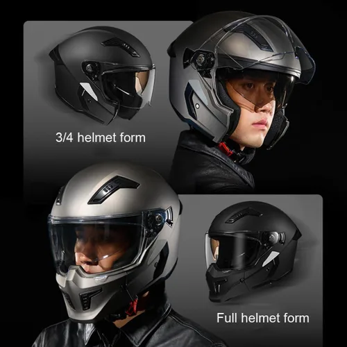 Vista 4 de Cascos de motocicleta FMVSS 218 aprobado por DOT, cascos de motocicleta retro de cara completa, para hombres, mujeres y adultos, casco fresco
