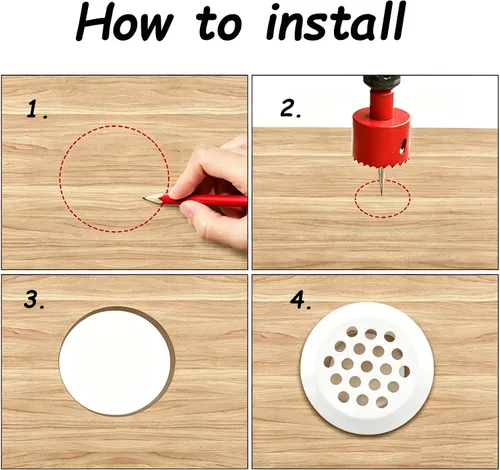 Vista 4 de Semetall Air Vents - Paquete de 20 rejillas de ventilación circulares de acero inoxidable de 0.748 in (0.75 pulgadas) para cocina, baño, gabinete