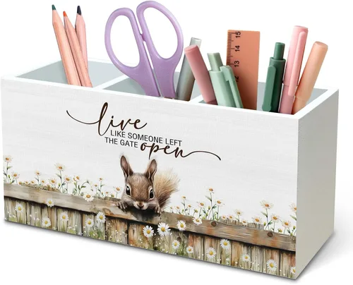 Vista 19 de DILSJ Organizador inspirador de 2 compartimentos para lápices, organizador para escritorio, amantes de los pollos regalos para mujeres, Live Like