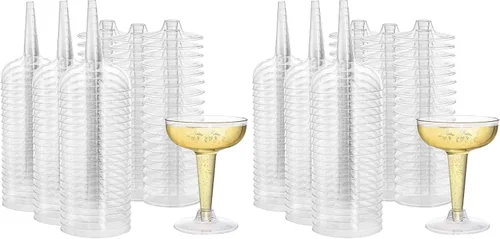 Vista 9 de Hacaroa Paquete de 75 copas de champán de plástico, copas de champán de 4 onzas, vasos de cóctel desechables para fiestas, tazas de postre