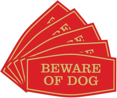 Vista 22 de All Quality Fancy Beware of Dog Letrero Material duradero Señales de seguridad para el hogar Fácil de instalar (negro/oro), mediano, 1 paquete